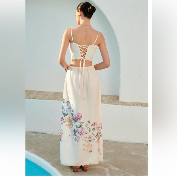 69. Commense $65 Floral Print Lace-Up Back Sleeveless Dress - Picture 5 of 7